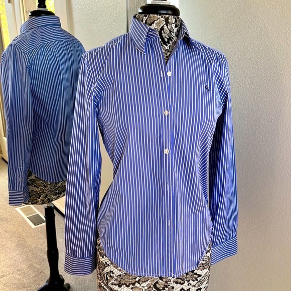 Lauren Ralph Lauren Tops - LAUREN BLOUSE Blue White Stripe  Small C9